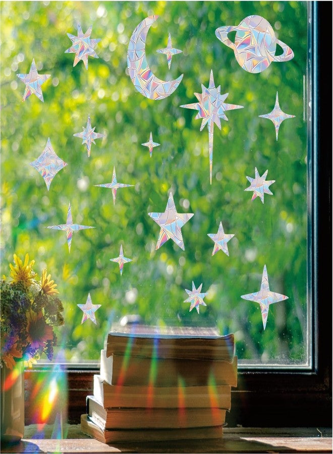 Shawula 75PCS Starry Sky Window Clings Anti Collision Window Decals to Save Birds from Collisions Non Adhesive Prismatic Vinyl Rainbow Stickers - Image 2